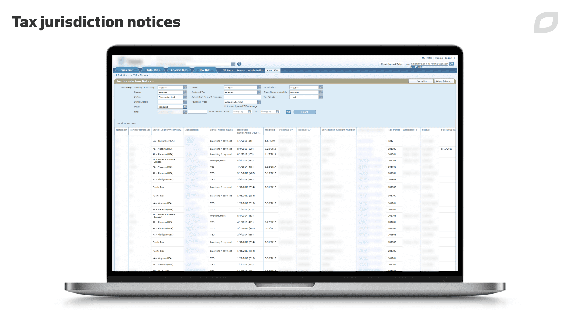 Tax jurisdiction notices