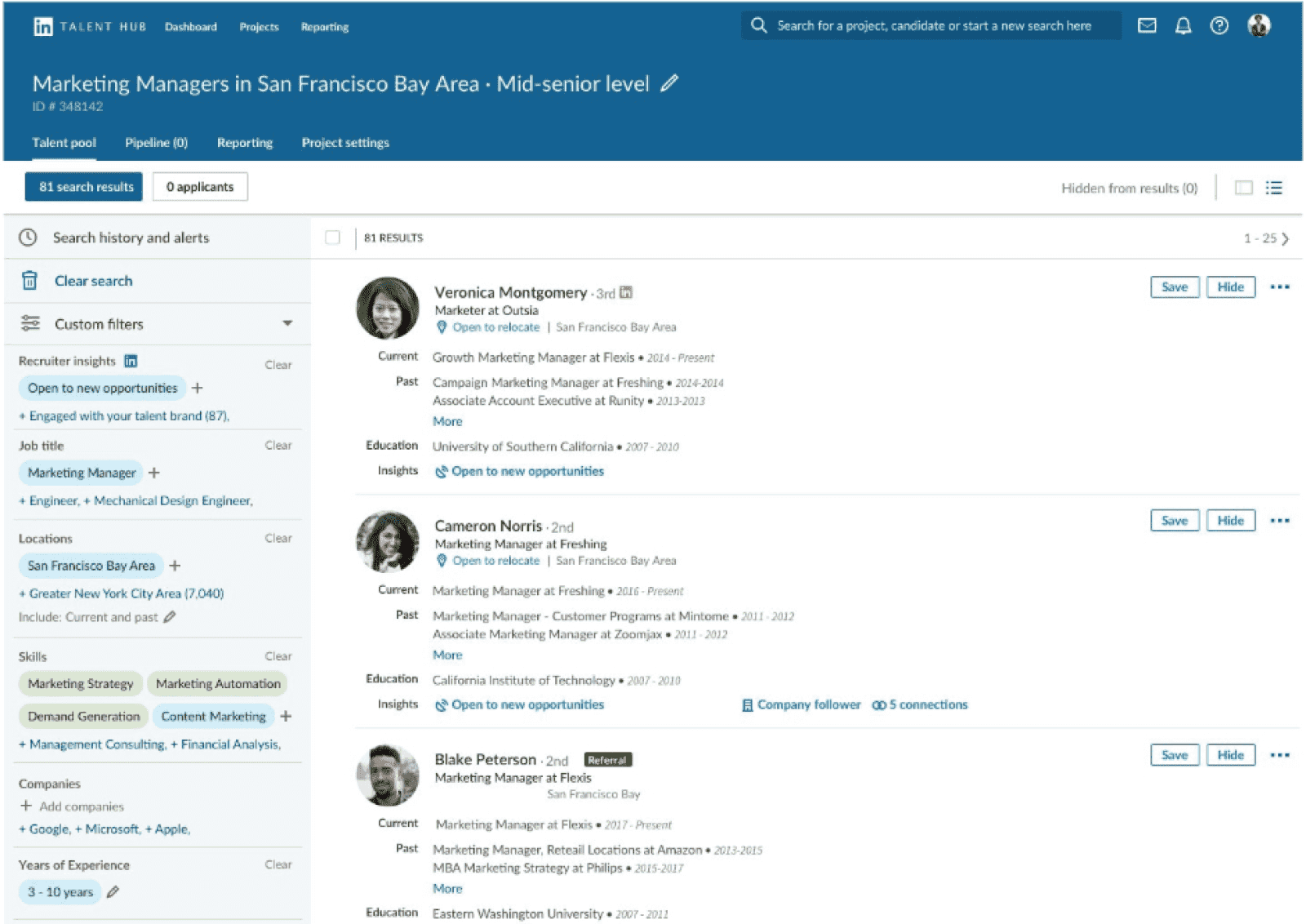 LinkedIn Recruiter’s dashboard 