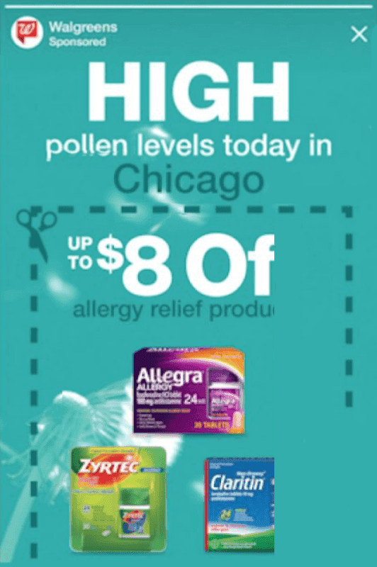 Weather-triggered advertising for Walgreens